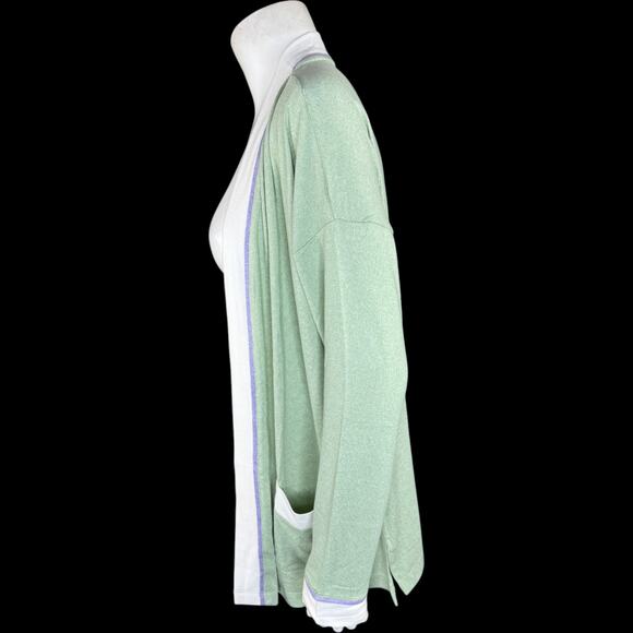 Cuddl Duds Women's Open Front Cardigan Sweater Green Medium Long Sleeve Pockets - Picture 2 of 14